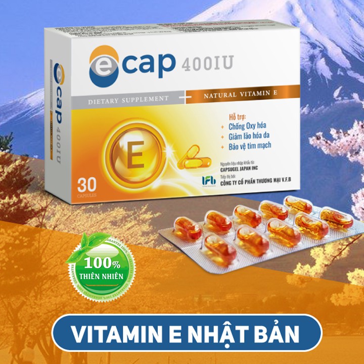 Vitamin Ecap 400IU  giúp đẹp da chống lão hóa, tự nhiên chất lượng Nhật Bản