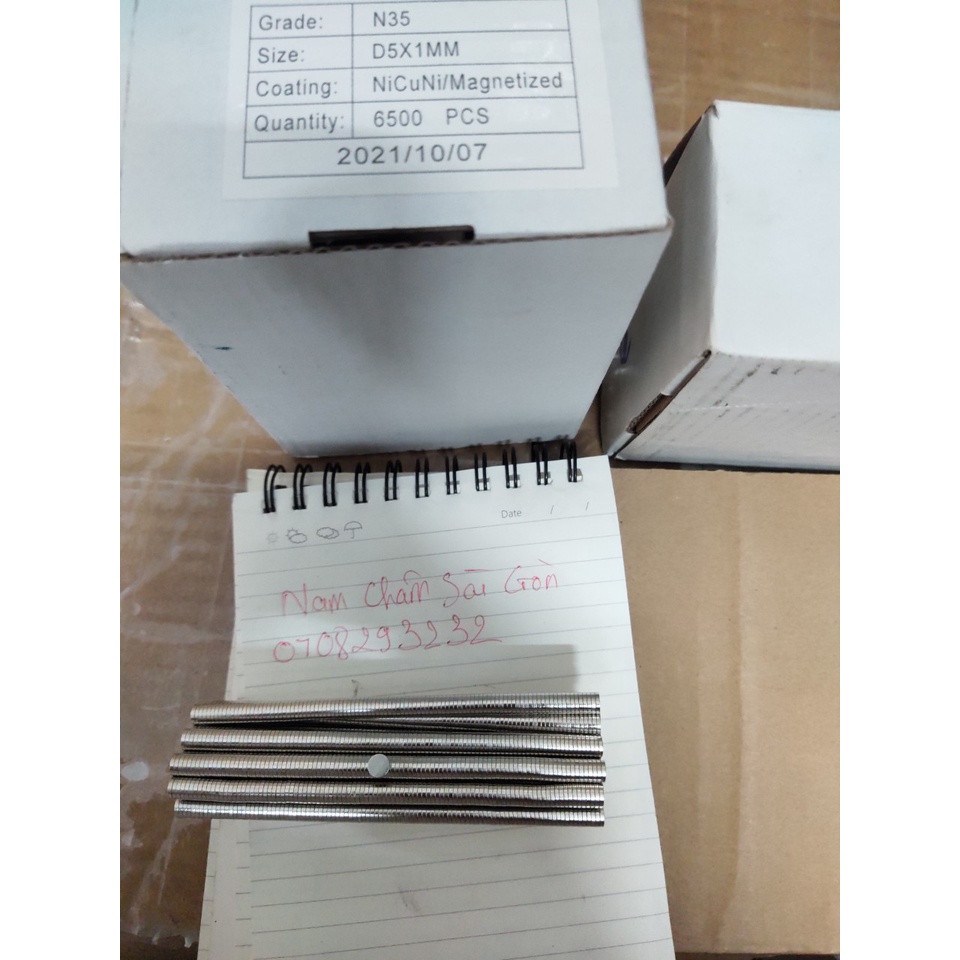 Nam châm đất hiếm 5x1mm N35 - Lực từ siêu mạnh