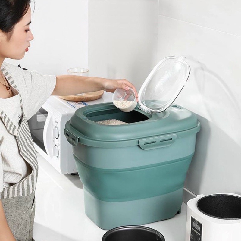 Thùng đựng gạo gấp gọn 25kg mẫu mới tiện lợi