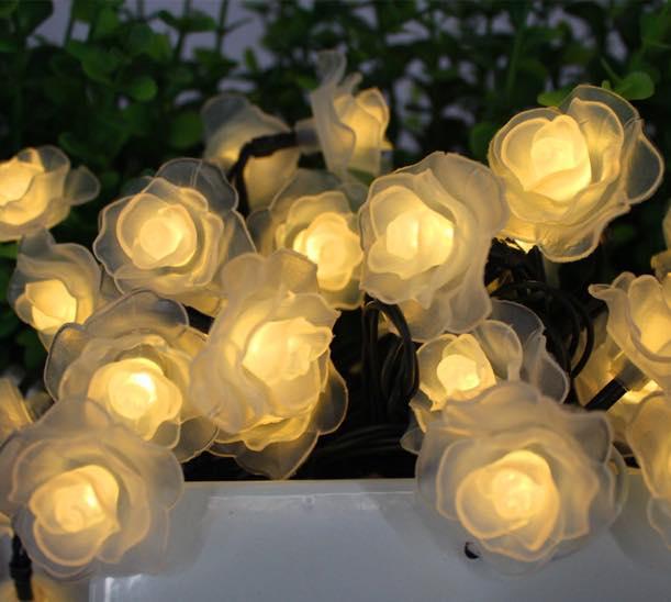 Dây đèn led hình hoa hồng 6M trang trí chạy pin AAA.Nhiều màu sắc ánh sáng, trông rất đẹp trong đêm.