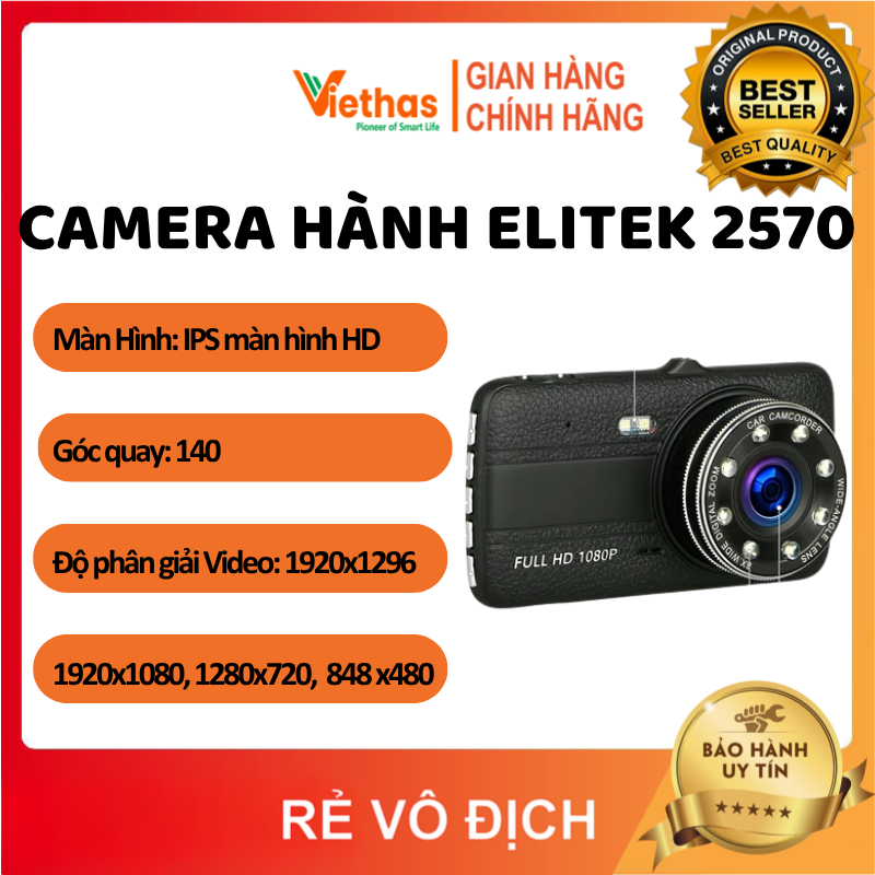 Camera hành trình elitek 2570 góc rộng 8x chất lượng cao bh 6 tháng