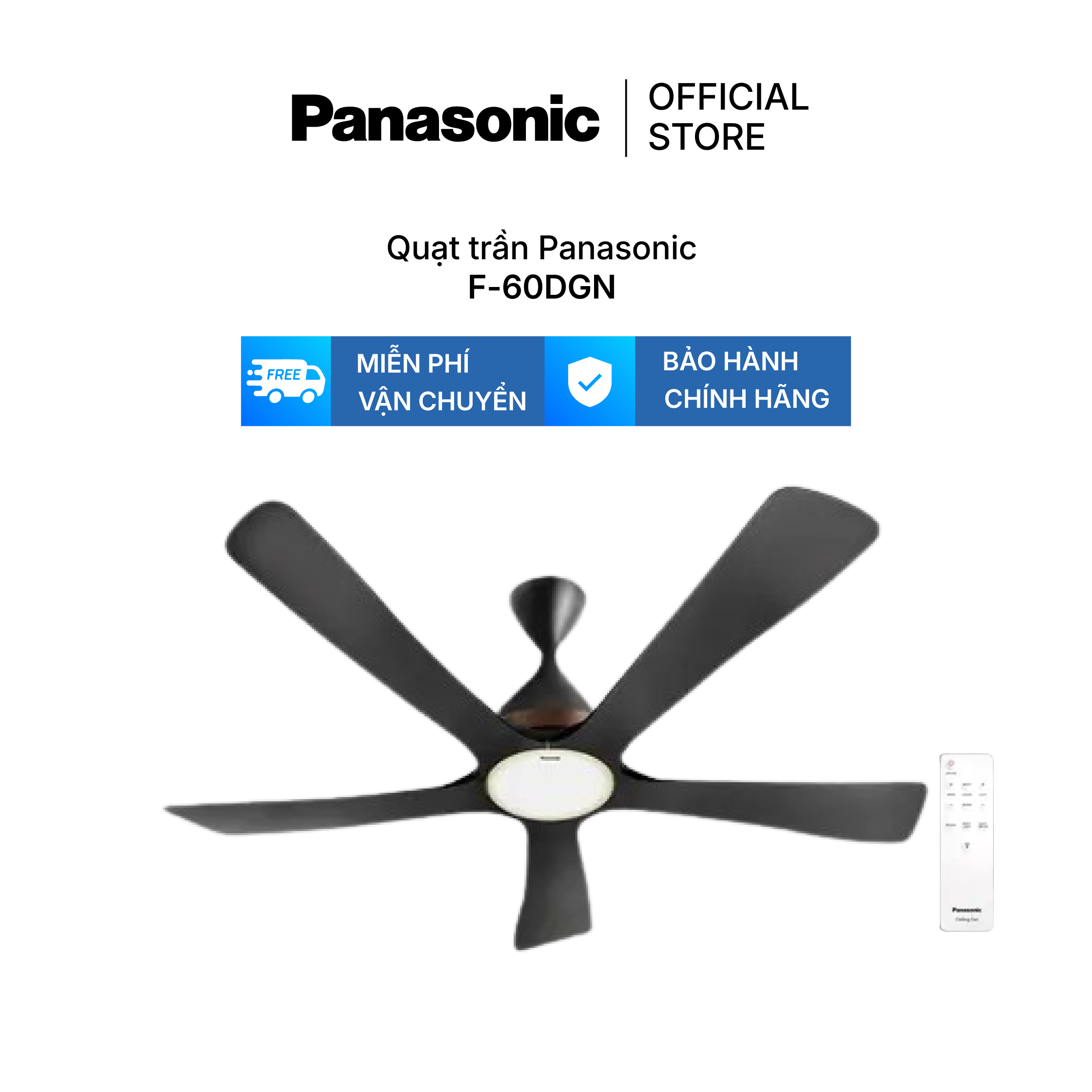 Panasonic Ceiling Fan Model F-60Dgn (Black - 10 Wind Modes - 73W Capacity)
