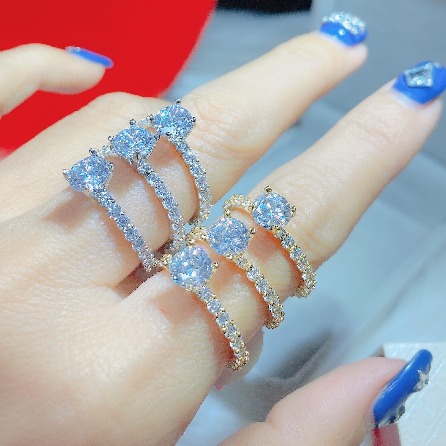 Nhẫn nữ 1 hàng đính kim cương nhân tạo cao cấp - N61001 - JURI SHOP - Giống vàng thật 99% - Không đen không dị ứng - Bền màu