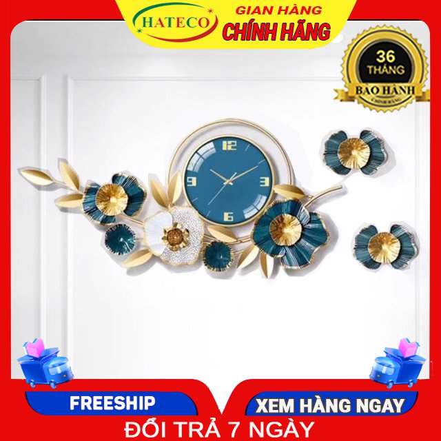 Đồng hồ trang trí phòng khách đẹp HATECO hình cành hoa xanh TT2106X, mẫu đồng hồ treo tường sang trọng phù hợp với trang trí nội thất phòng khách, trang trí phòng ngủ, làm quà tặng, mừng tân gia, mừng đám cưới