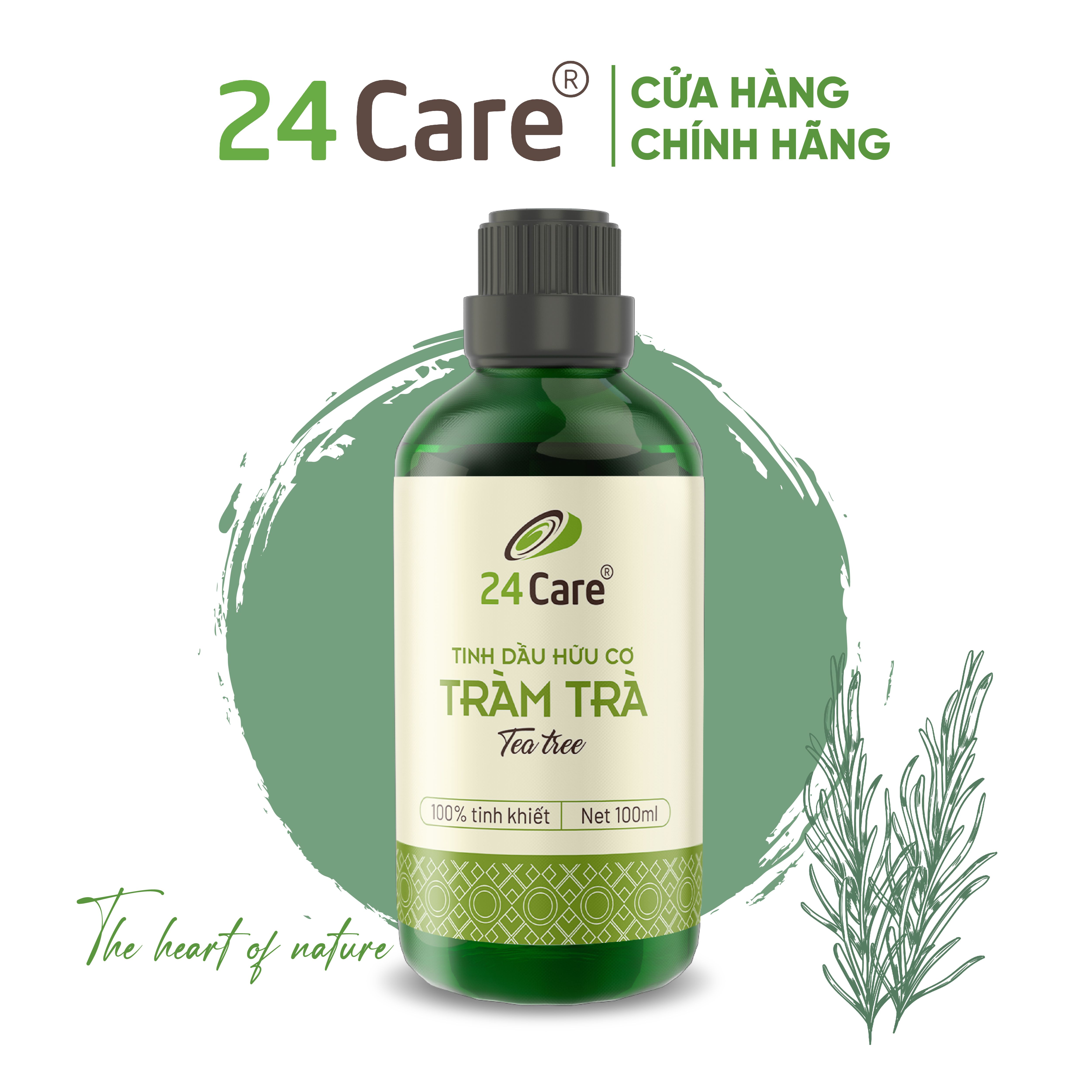 Tinh dầu Tràm trà 24Care 10ML/50ML/100ML - Giảm mụn, kháng khuẩn hiệu quả - Tinh dầu Bạc Hà/ Quế/ Oải hương/ Bưởi/ Cam/ Hoa Lài/ Quýt/ Tràm Huế/ Hoa Hồng/ Lavender/ Ngọc Lan Tây/ Tràm Trà/ Sả Java/ Trà Xanh