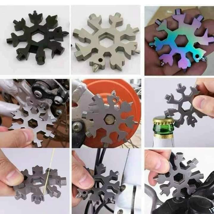 Tua Vít Móc Khóa Bông Tuyết, Tua Vít 8 Đầu Đa Năng 18 Trong 1 Siêu Tiện Lợi