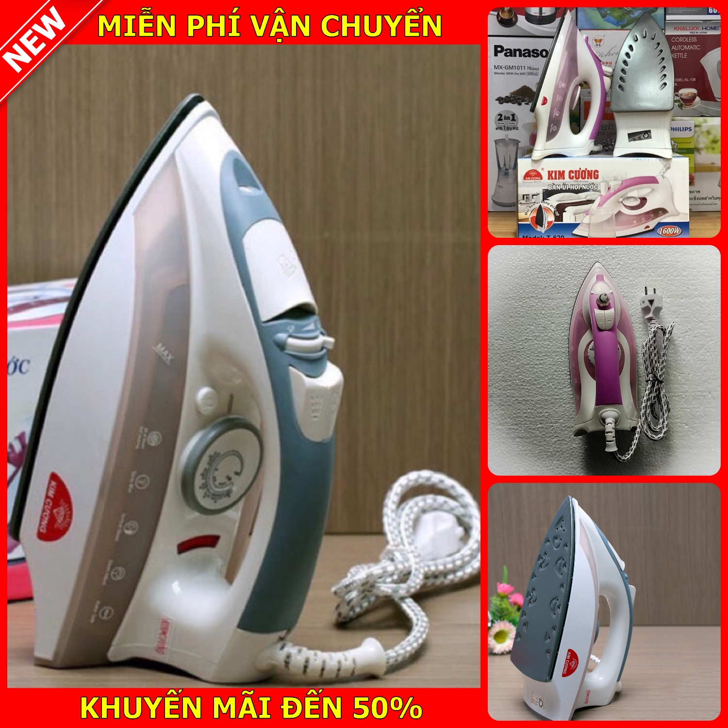 [HCM]Bàn ủi  Bàn Là Hơi Nước T25T8 Công suất 1600W dùng điện 220v Kích thước: 29x122x15 cm dây bọc dù cao cấp Dùng cho mọi loại vải Chống dính cao cấp Ngắt tự động  màu trắng Bảo hành 12 tháng