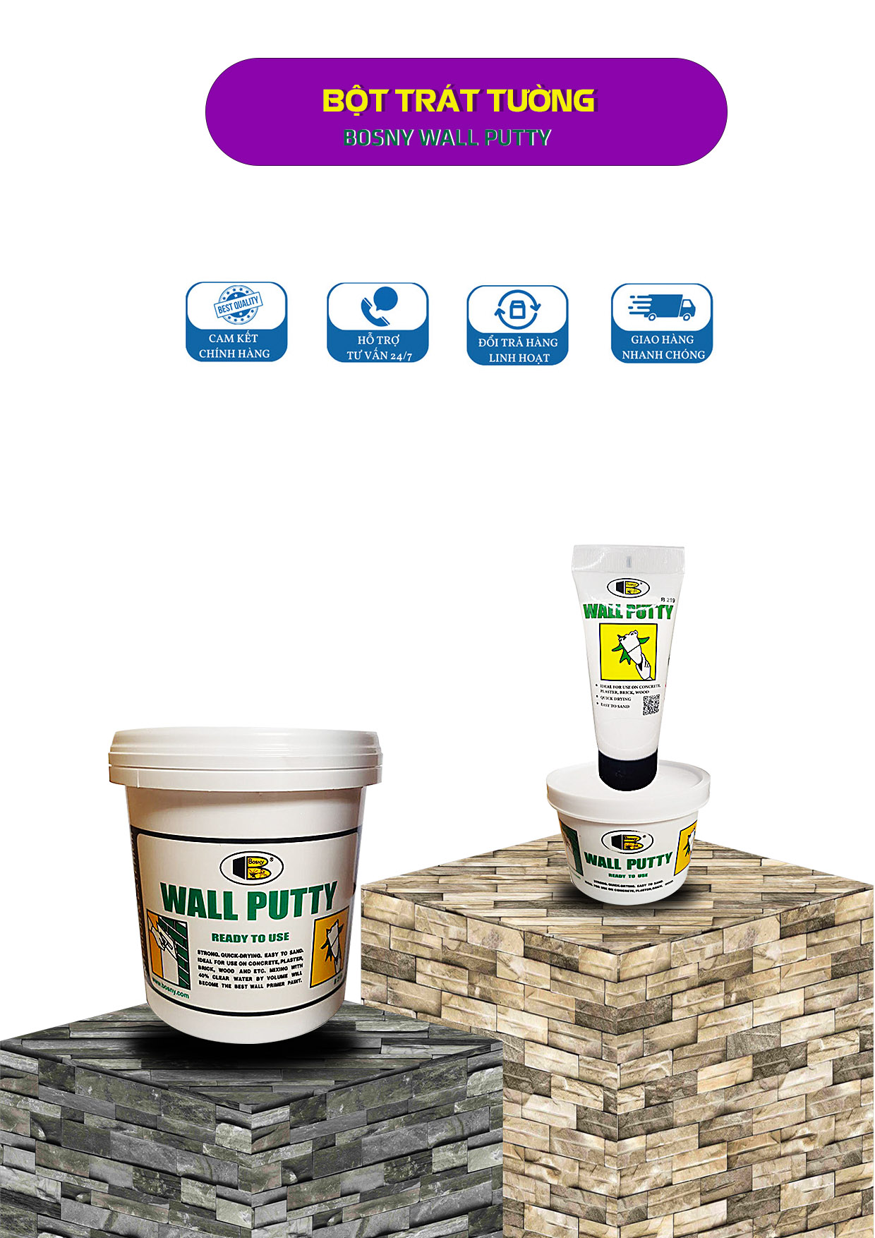 Bột trét tường Bosny Wall Puty B219