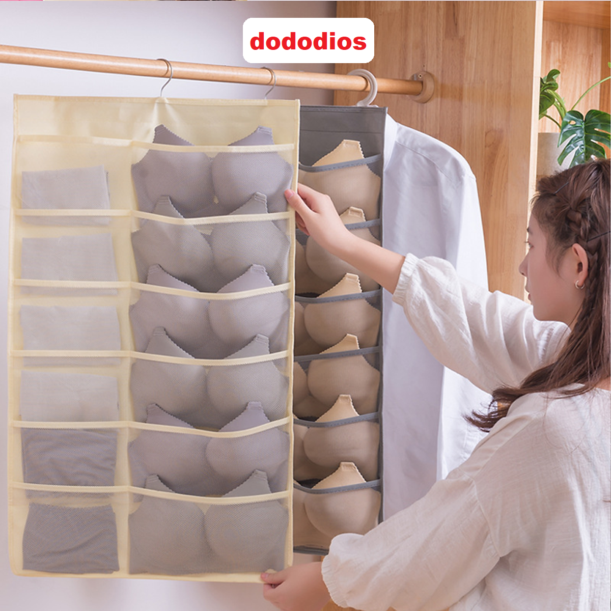 Túi treo đồ lót, túi treo quần áo, túi treo quần, túi treo áo, túi treo đa năng tiện lợi - hàng chính hãng dododios - móc treo bằng kim loại cao cấp