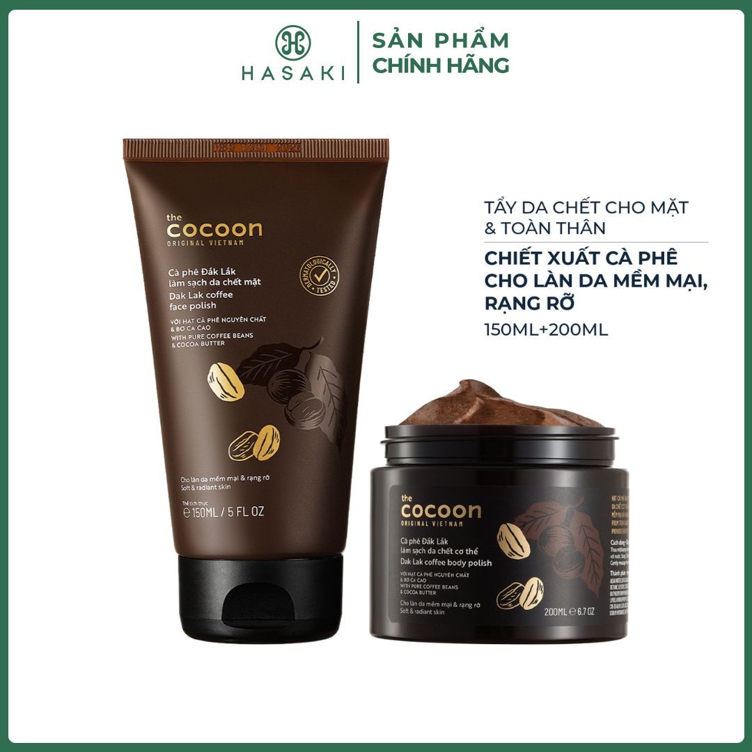 Combo Cocoon Tẩy Da Chết Cho Mặt & Tẩy Da Chết Toàn Thân Hasaki Sản Phẩm Chính Hãng