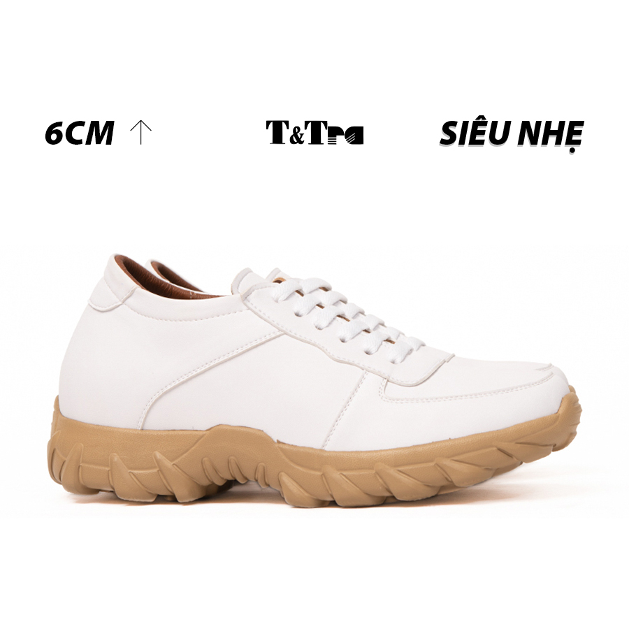 Giày đế cao nam t&tra t150 trắng cao 6cm