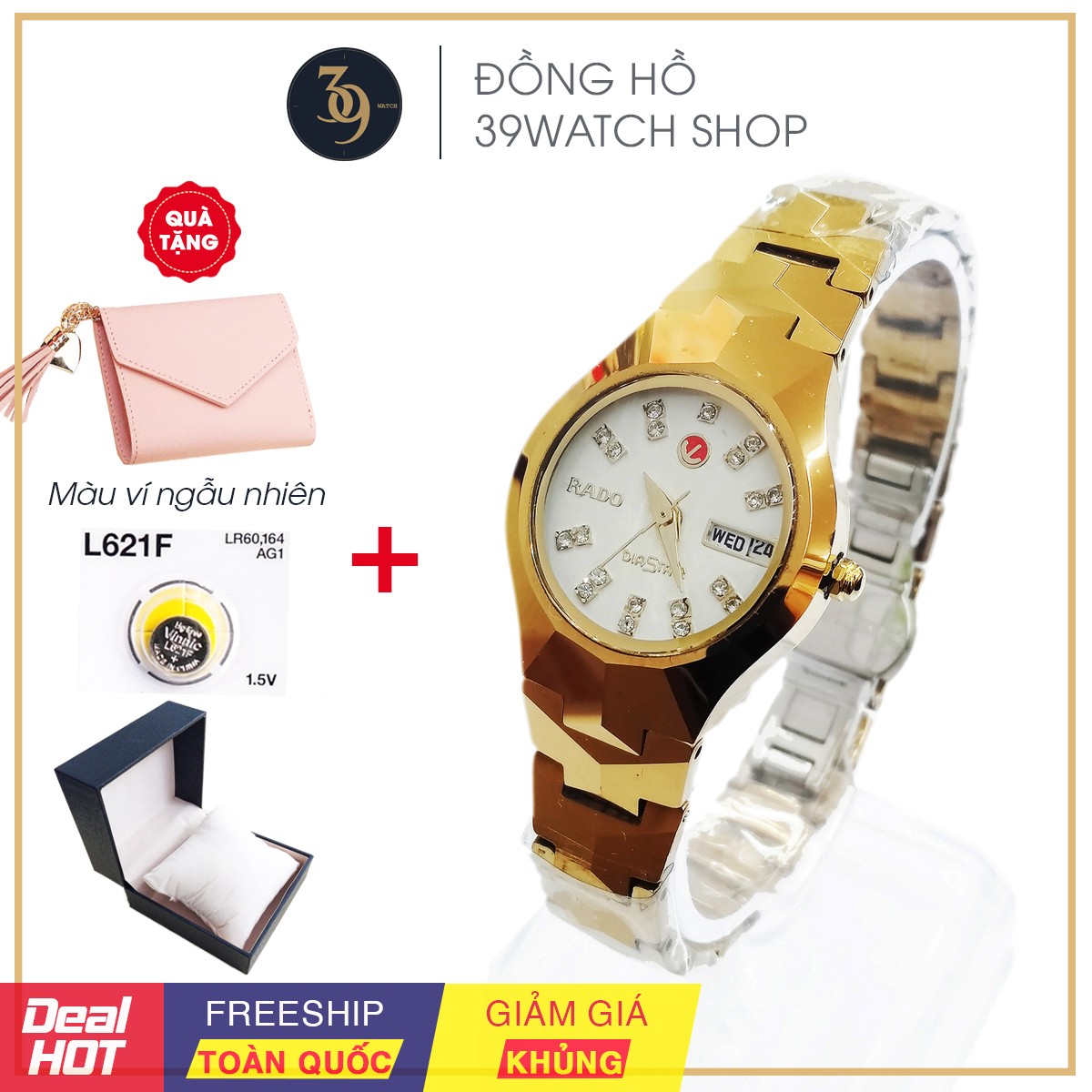 [FREESHIP+QUÀ KHỦNG] Đồng hồ nữ RA43 NAMT màu vàng, chất liệu đá ceramic nguyên khối, mặt kính saphire, bảo hành 12 tháng