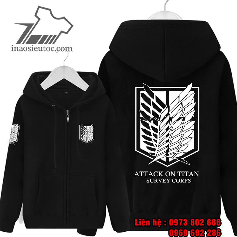 Áo khoác áo Hoodie in hình attack on Titan đẹp giá rẻ chất lượng