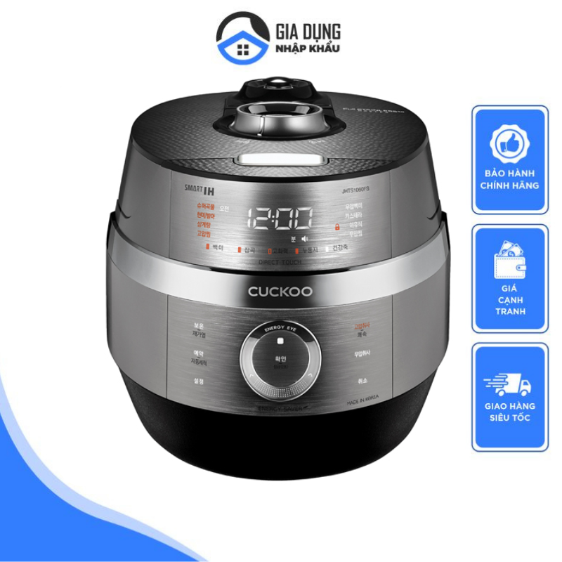 Nồi cơm điện cao tần áp suất kép cuckoo jhts1060fs, nồi cơm điện 1.8l, nội địa hàn, bảo hành 24 tháng