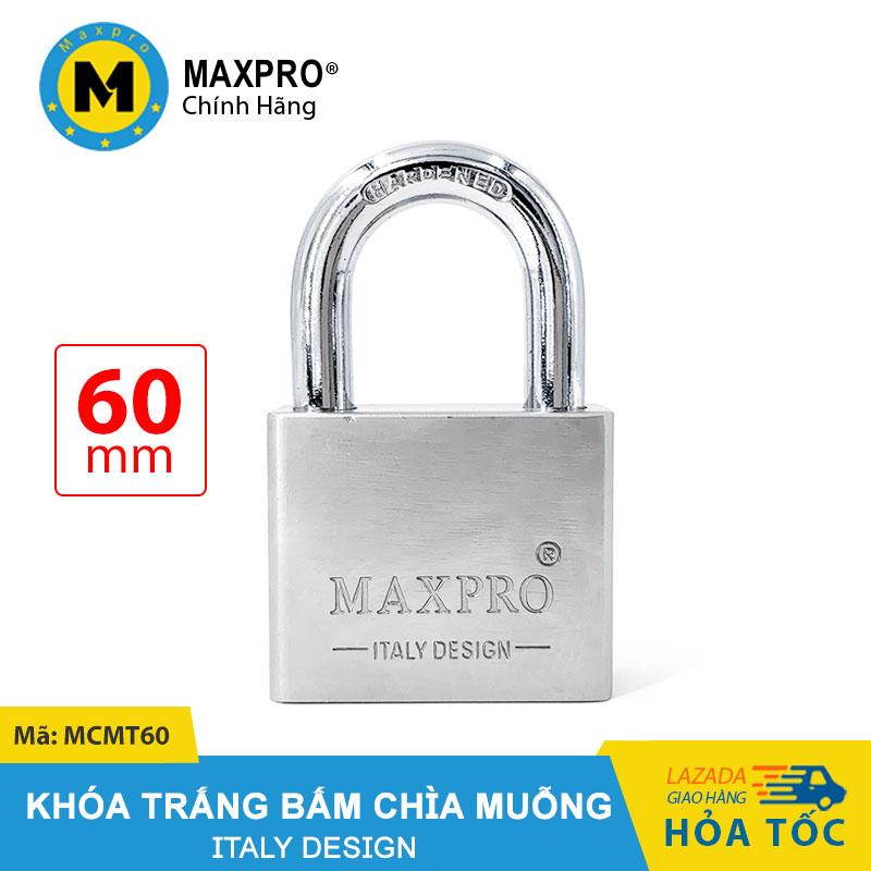 Ổ khóa cửa càng thường bấm chìa muỗng maxpro trắng 60mm - mcmt60