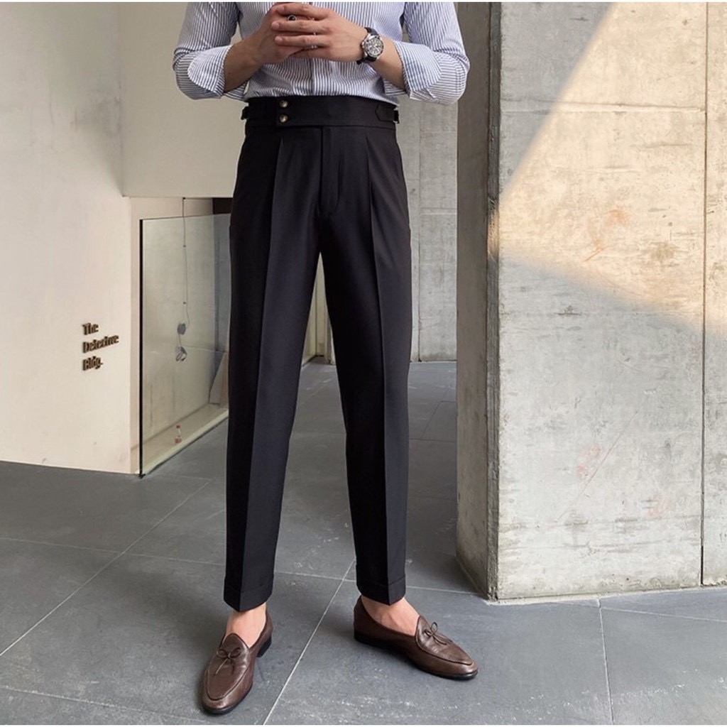Quần baggy nam PATIO TẶNG KÈM ÁO SƠ MI DÀI TAY ,quần âu cạp cao ống rộng vải Hàn cao cấp vải co giãn phân loại tây âu lịch lãm thời trang