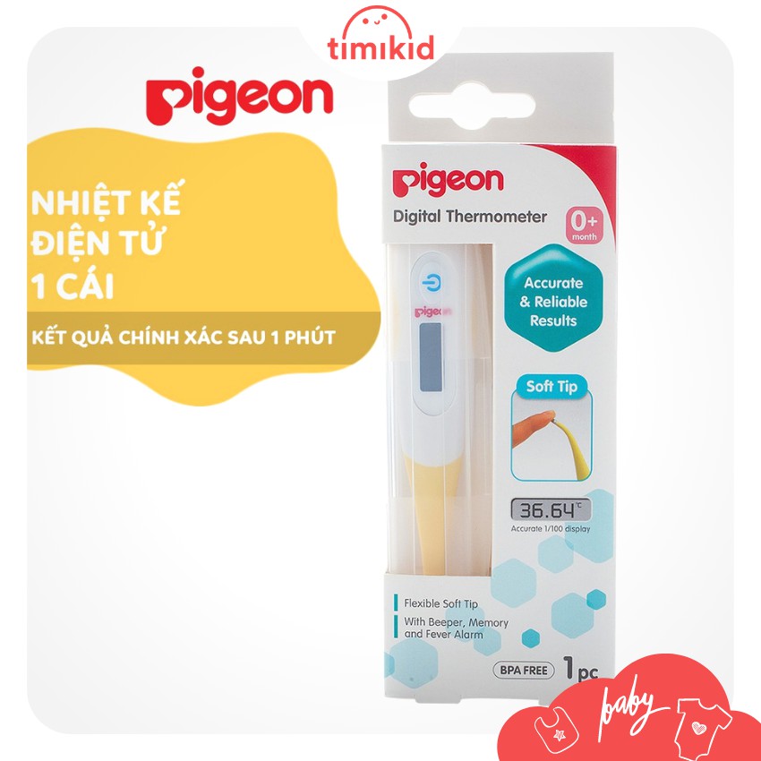 Nhiệt kế điện tử Pigeon đo thân nhiệt cho bé - Timikid Store - gian hàng chính hãng mẹ và bé - Không chứa thủy ngân, an toàn cho bé
