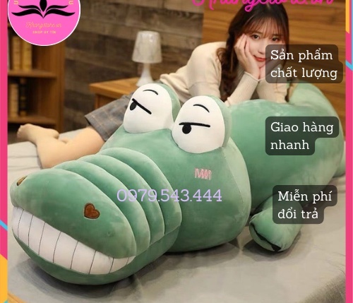 Gấu bông, thú nhồi bông gối ôm hình cá sấu 60cm, 70cm, 1m, 1m4, 1m6- lala_store.vn