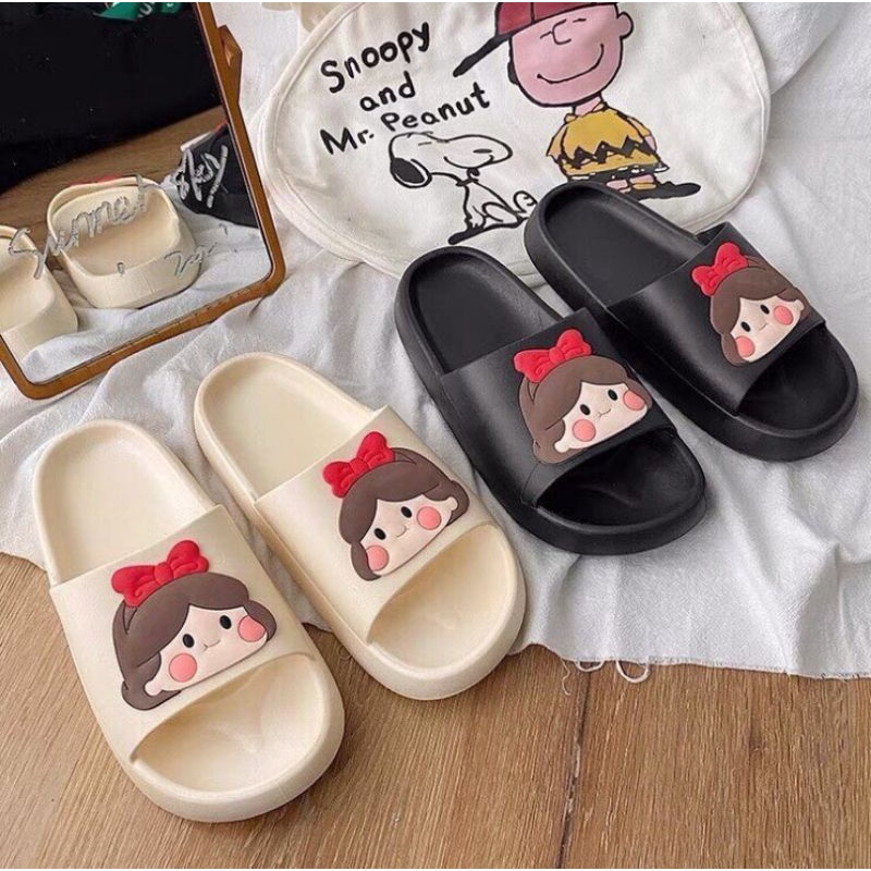 [Hoàn tiền 15%] Dép bánh mỳ nữ bé gái thắt nơ đỏ Dép thời trang nữ mẫu mới hottren năm nay