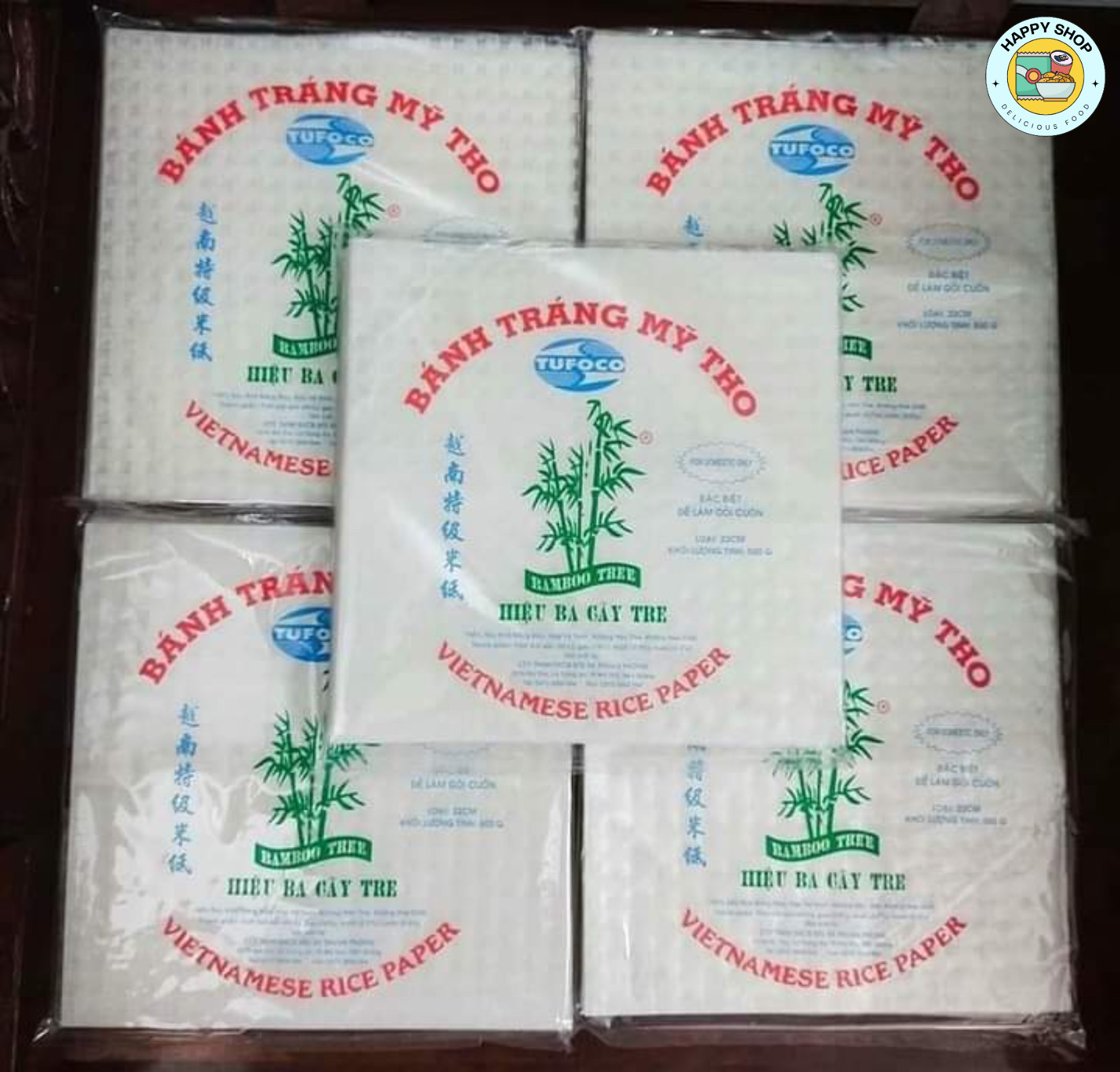 Bánh tráng vuông Hiệu Ba Cây Tre 250g Size 22cm - Hàng chất lượng chuẩn nhập khẩu