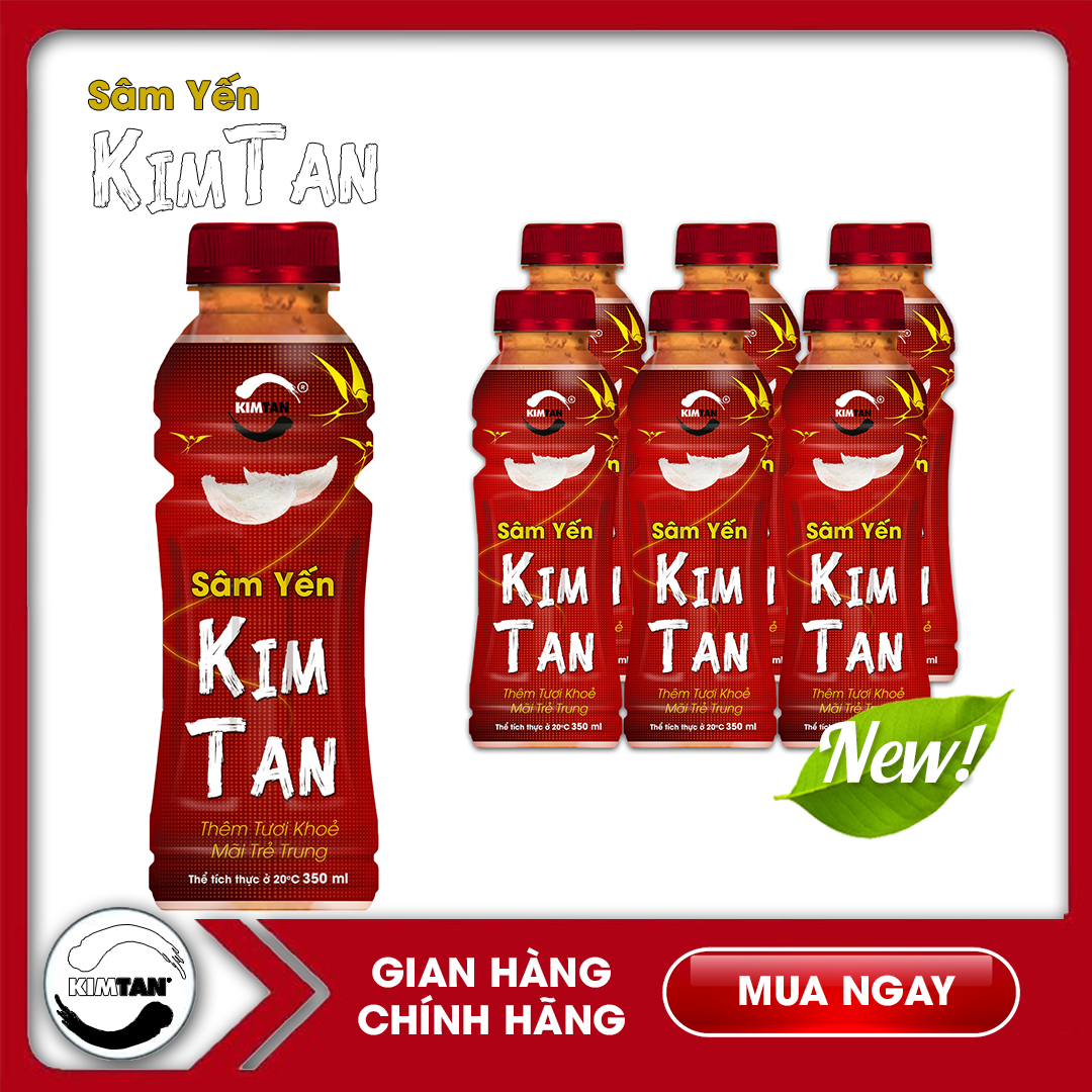 Nước Sâm Yến KimTan - Lốc 6 chai Pet - 350ml - Nước Sâm Truyền Thống Việt Nam