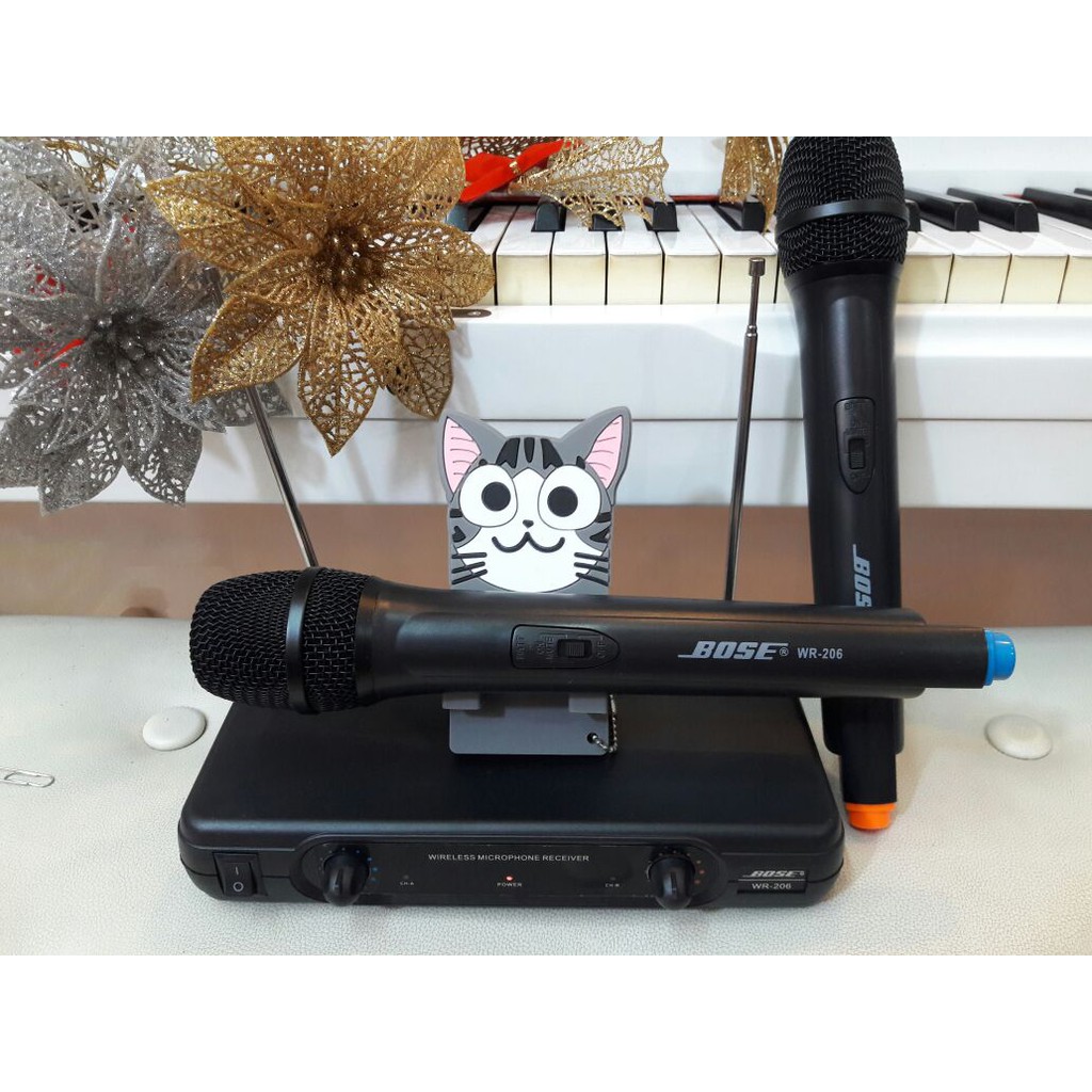 [HCM]COMBO bộ thu sóng và hai mic không dây Micro Không Dây WR-206 Loại 1 mic không dây giá rẻ cho karaoke gia đình max hay Bộ thu UHF wireless cực đỉnh không nhiễu