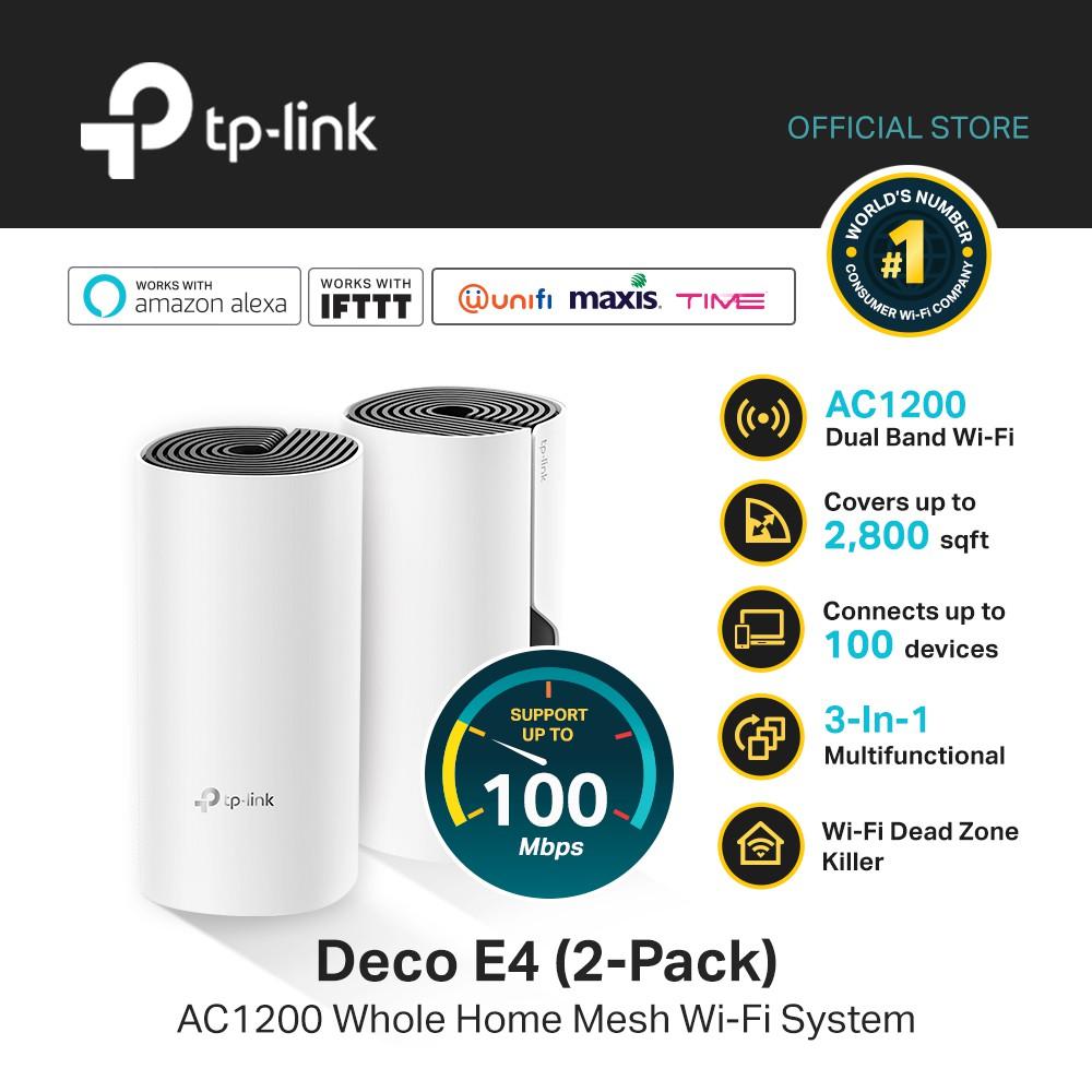 Tp-link hệ thống wi-fi mesh cho gia đình ac1200 cho độ phủ wi-fi tuyệt vời - deco e4 2 pack