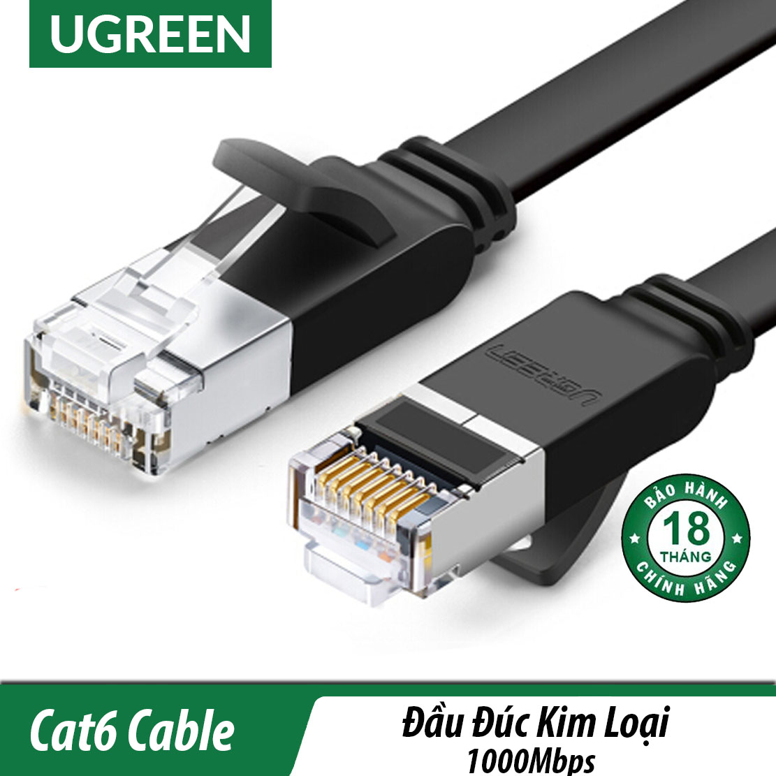 Dây mạng lan cat6 1000mbps Ugreen nw101 - đầu rj45 đúc kim loại, là sợi cáp chất lượng tốt trên thị trường hiện nay, có khả năng hỗ trợ tốc độ truyền tải lên đến 1000Mbps với băng thông 250MHz
