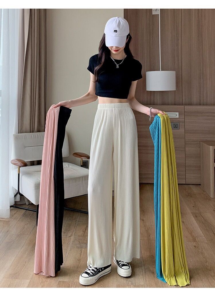 Quần ống suông gân thun lạnh - M06