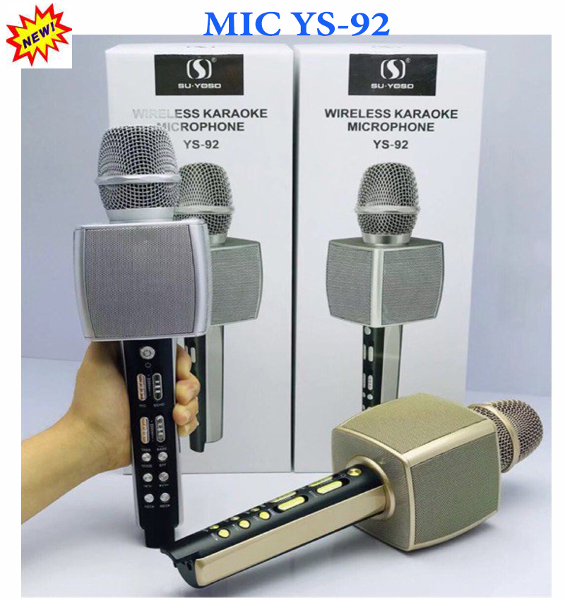 [HCM][SIÊU PHẨM] Micro YS-92 Mic Karaoke Bluetooth Tích Hợp Live Stream Sound Card 3 In 1 Cao Cấp Micro Karaoke Bluetooth YS92 tích hợp loa BASSMic Karaoke Kèm Loa Bluetooth YS 92 Micro hát karaoke kèm loa cao cấp