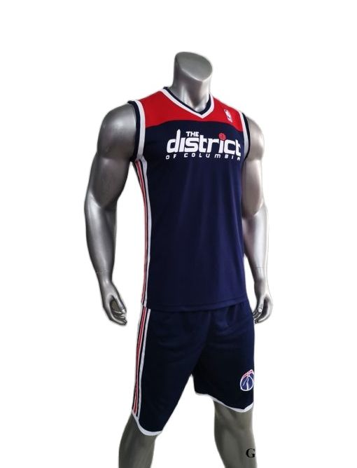 Bộ Quần Áo Bóng Rổ Washington Wizards The District Of Columbia Màu Xanh Đậm Vải thun mè cao cấp