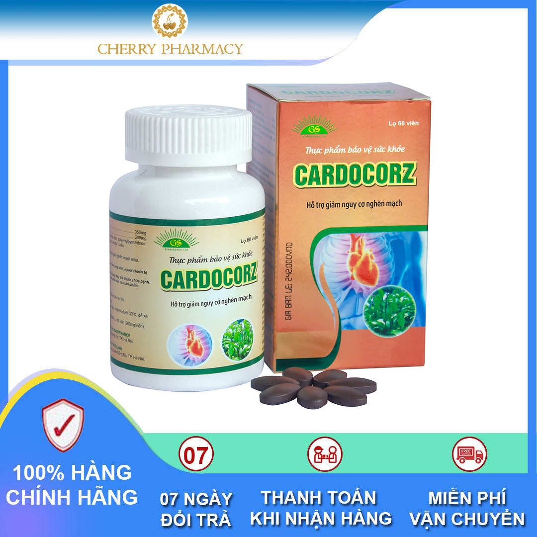 Cherry pharmacy cardocorz dong riềng đỏ hỗ trợ bệnh mạch vành hộp 60 viên