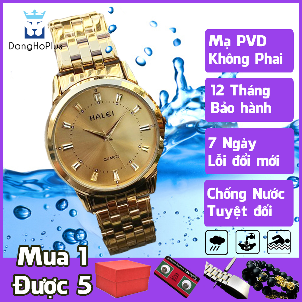 Đồng hồ nam giá rẻ Halei 502 hàng chính hãng cao cấp, dây thép kim loại không gỉ, chống nước hoàn toàn, tắm, đi mưa, bơi lội thoải mái TẶNG HỘP + 2 PIN AG04 + VÒNG PHONG THỦY