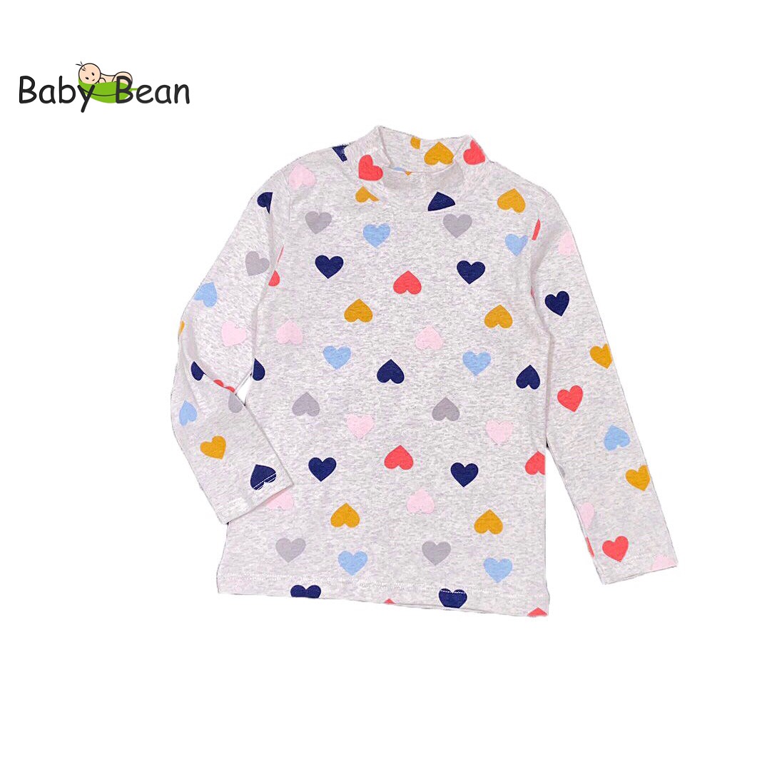 Áo thun cotton cổ lọ bé gái babybean