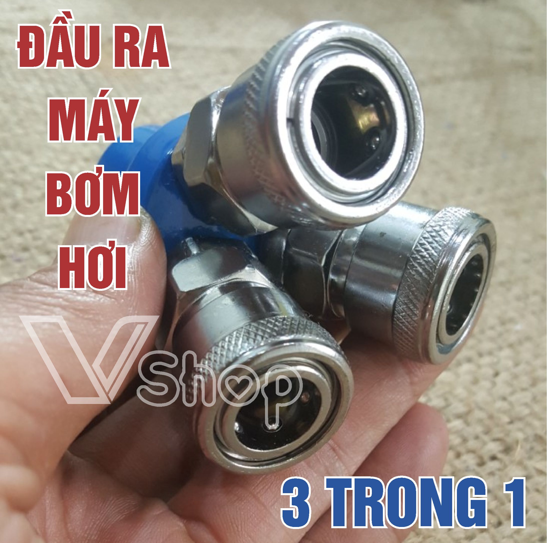 Đầu van hơi, 3 trong 1, dùng cho bình bơm hơi, máy nén khí