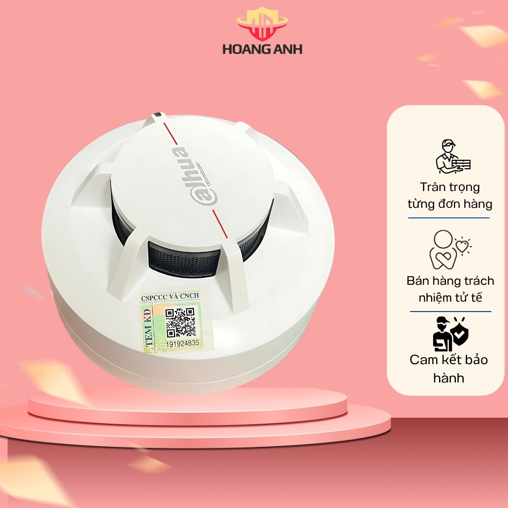 Đầu báo khói dahua nguyên tắc cảm biến quang điện, thiết kế với đường kính lỗ màn chắn 0.5mm bằng thép không gỉ