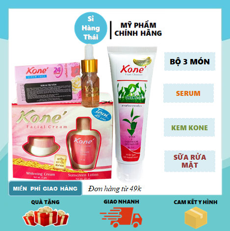 [COMBO] Bộ 3 món tri nám hiệu quả kem Kone + serum + sữa rửa mặt dưỡng da ngừa mụn giám nám