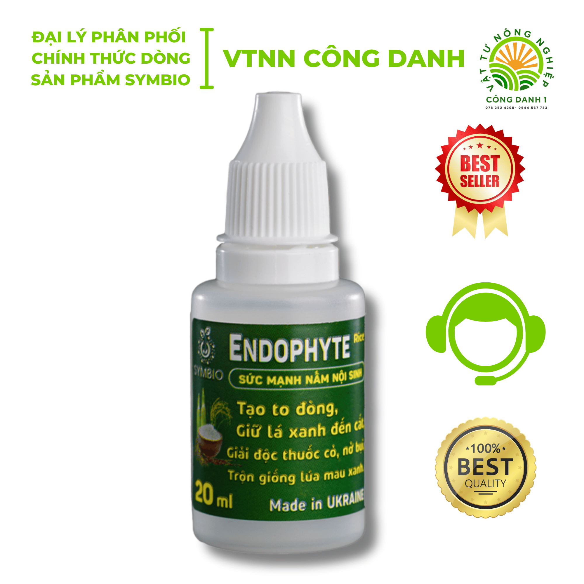Phân bón lá endophyte 20ml symbio tạo to đòng, xanh lá đến cắt, nở bụi