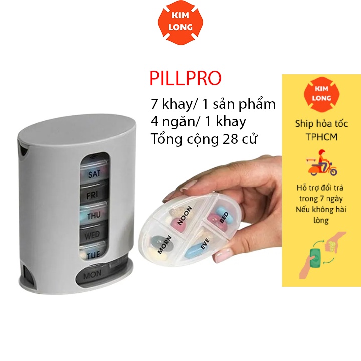 Hộp Đựng Thuốc Du Lịch PILLPRO 7 Khay 4 Ngăn 28 Cử Chất Liệu Nhựa PP An Toàn kimlongshop