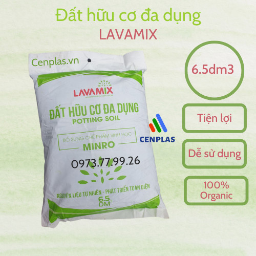 Đất sạch đất hữu cơ đa dụng lavamix 6.5dm3 trồng rau hoa cây kiểng phân bón hữu cơ