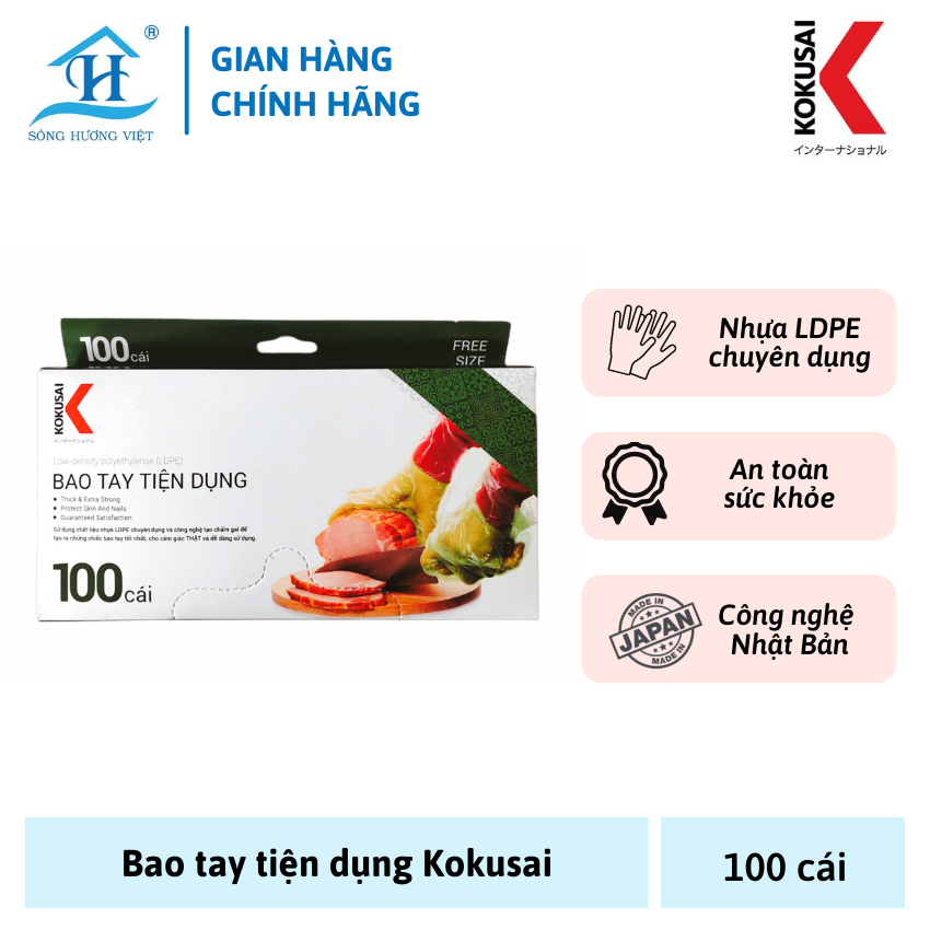 Bao tay tiện dụng màu xanh lá kokusai 100pcs
