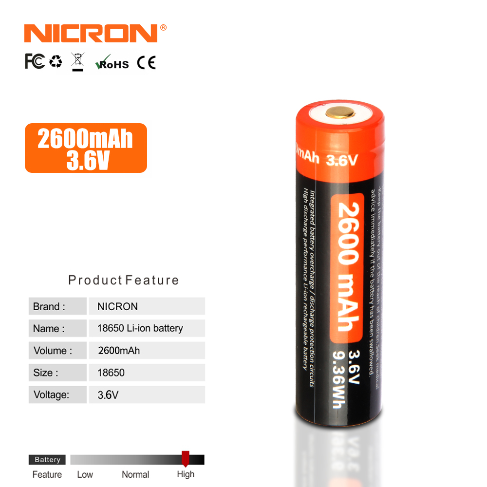 Pin Nicron 18650 Dung lượng cao 2600mAh sử dụng trên Pin N8 / B70 / B70plus / N8F / B60 / H25 / B71 / N6 / B200 / F81 NRB-L2600