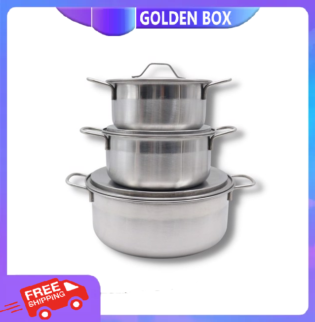 Bộ 3 nồi inox sony cho mọi loại bếp, nồi inox nắp inox - bộ nồi sony, nồi đa năng