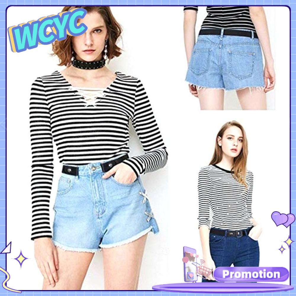 Thắt Lưng Co Giãn Cho Nam Nữ Thắt Lưng Da PU Không Có Khóa Không Khóa Dành Cho Quần Jeans