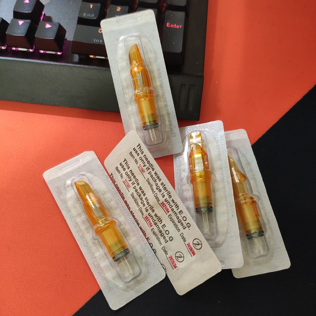 Vỉ 5 kim xăm Pen 5RM Yellow Dragonfly đánh bóng