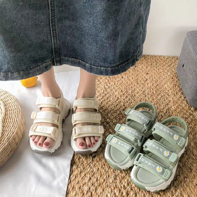 [LOẠI 1 - CÓ LÓT FORM] Giày Sandal nữ 3 quai ngang Ulzzang đơn giản nâng độn đế cao 4.5cm tôn dáng đẹp mẫu mới hot trend 2020 màu xanh/đen năng động trẻ trung đi chơi đi học mùa hè thoáng ôm gọn- YUMISHOES