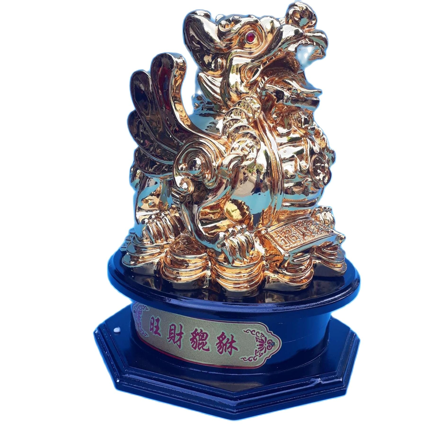 Tỳ hưu Tượng Nghê Tượng Kỳ lân phong thủy, trấn trạch, chiêu tài lộc - 18 cm -vàng