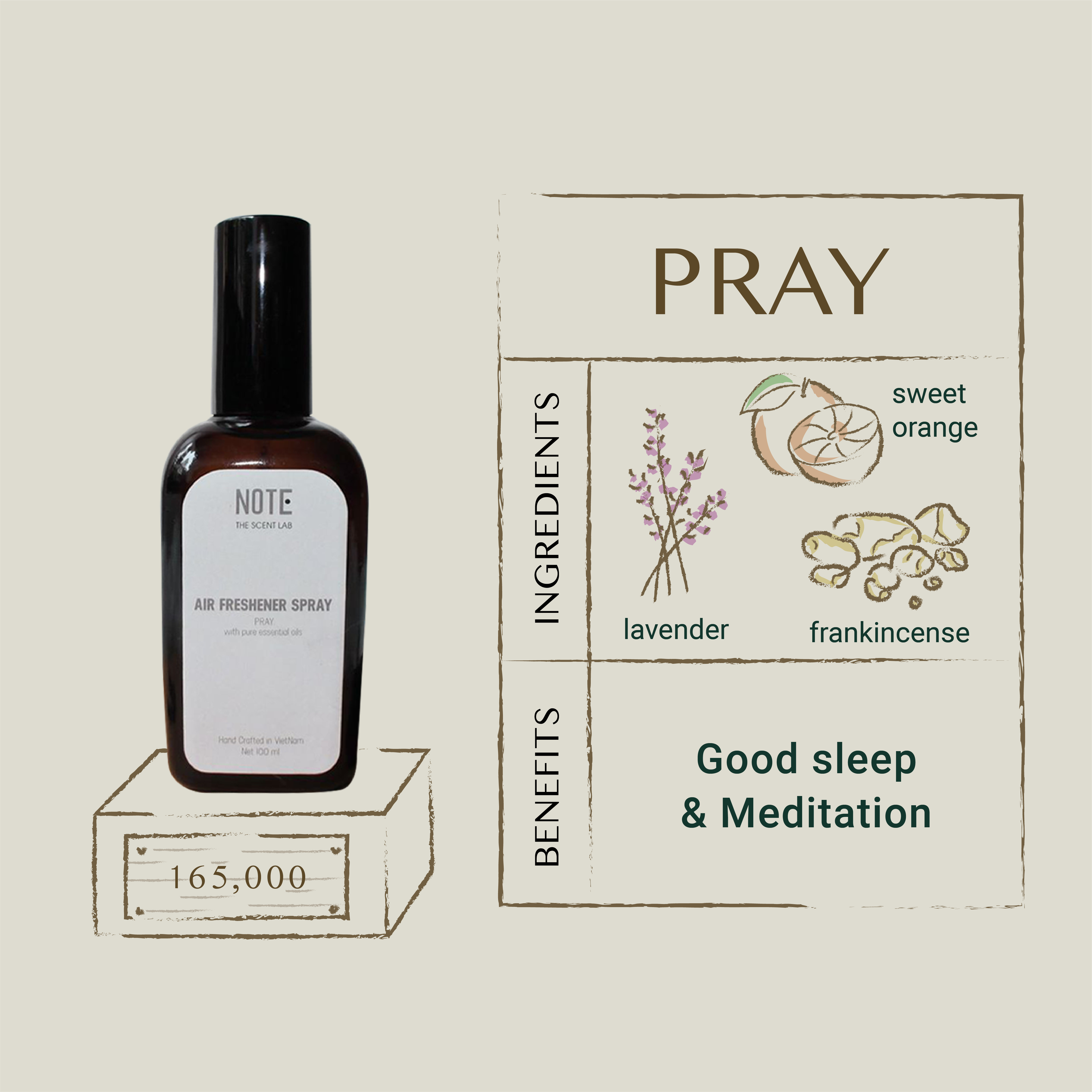 [HCM]Chai xịt làm sạch không khí 3in1 PRAY 100% Aromatherapy NOTE - The Scent Lab