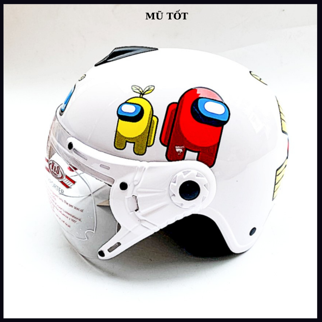 MŨ BẢO HIỂM TRẺ EM CÓ KÍNH - DÀNH CHO BÉ GÁI TỪ 2 ĐẾN 6 TUỔI - SIÊU DỄ THƯƠNG - AMONG US