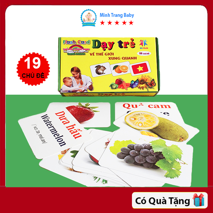 Bộ Thẻ Học Thông Minh Song Ngữ 17 Chủ Đề Cho Bé Phát Triển Tư Duy (Loại To)